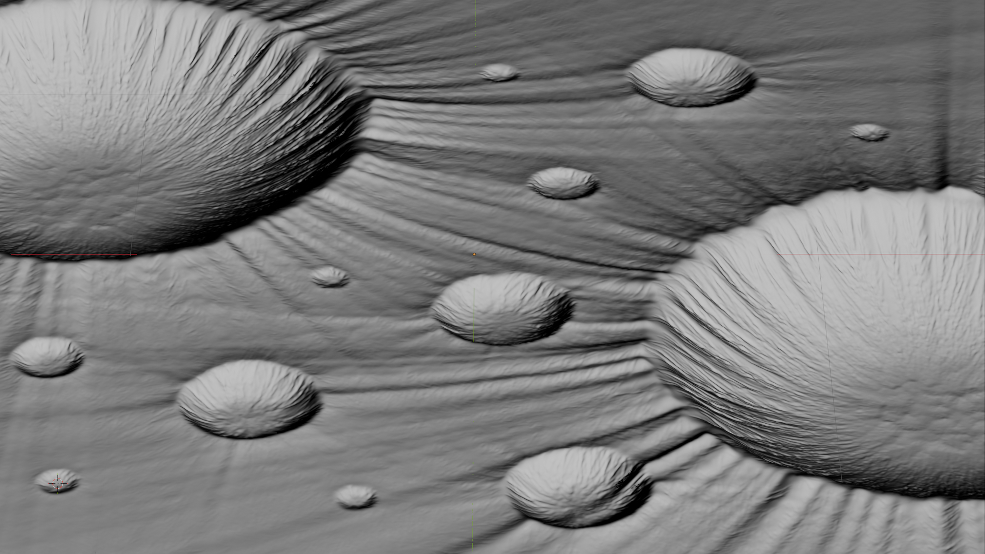 Multi-crater field with erosion render
